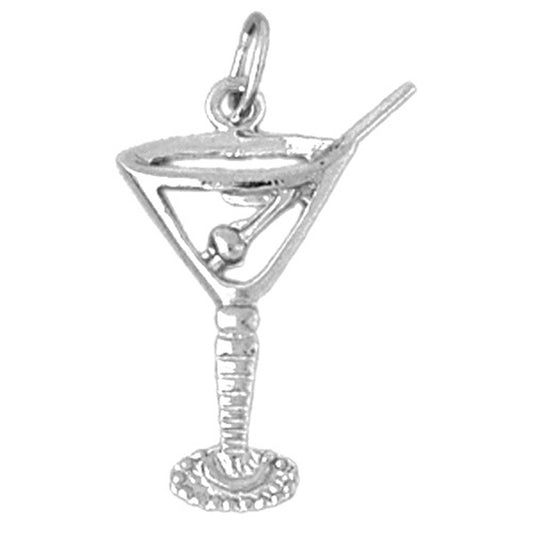 Sterling Silver 3D Martini Pendant