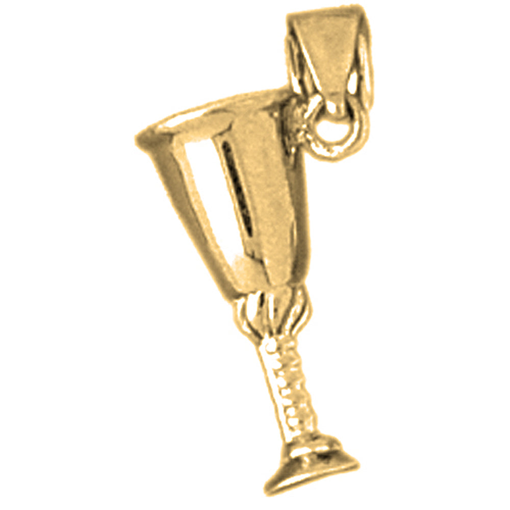 Yellow Gold-plated Silver 3D Wine Glass Pendant