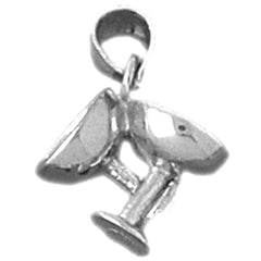 Sterling Silver 3D Toasting Glasses Pendant
