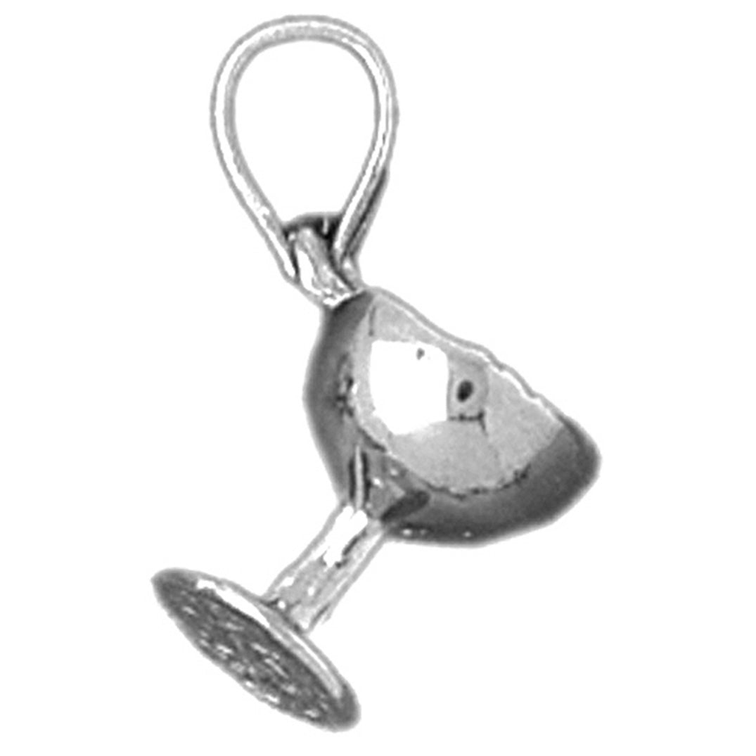 Sterling Silver 3D Wine Glass Pendant