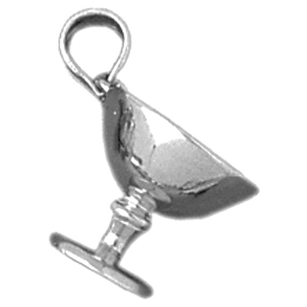 Sterling Silver 3D Wine Glass Pendant