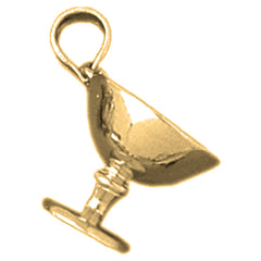 Yellow Gold-plated Silver 3D Wine Glass Pendant