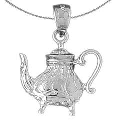 Teekannen-Anhänger aus Sterlingsilber (rhodiniert oder gelbvergoldet)