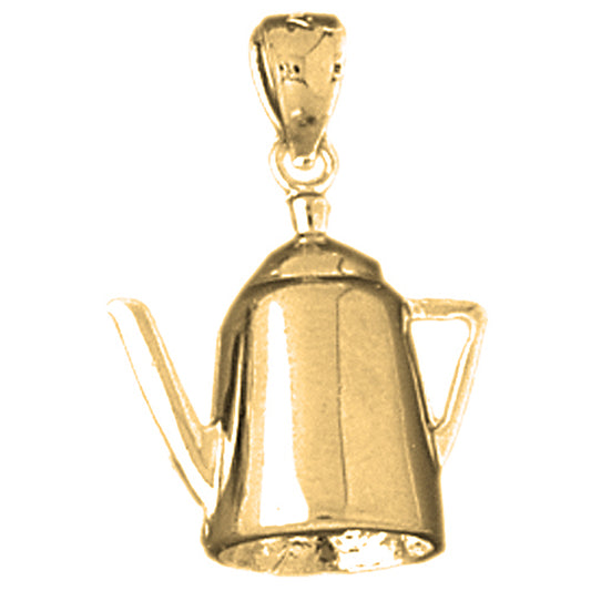 Yellow Gold-plated Silver 3D Water Kettle Pendant