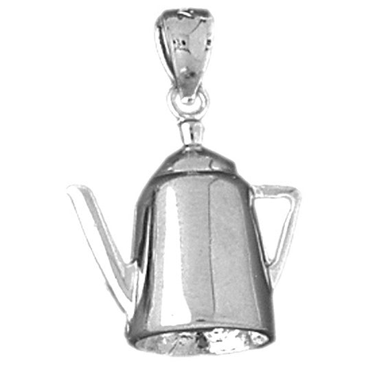 Sterling Silver 3D Water Kettle Pendant