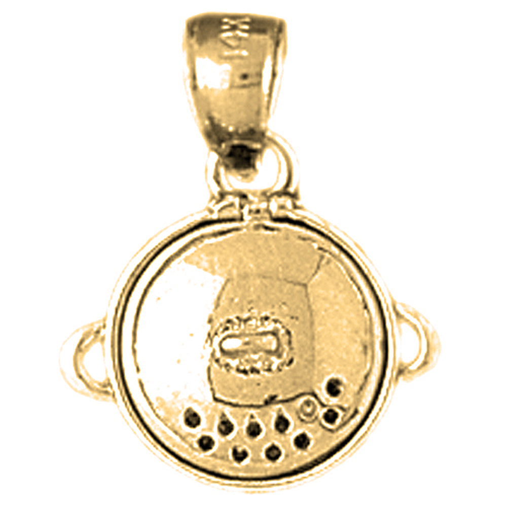 Yellow Gold-plated Silver 3D Crock Pot Pendant