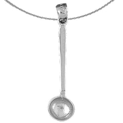 3D-Messlöffel-Anhänger aus Sterlingsilber (rhodiniert oder gelbgoldbeschichtet)