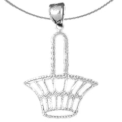 Sterling Silver Basket Pendant (Rhodium or Yellow Gold-plated)