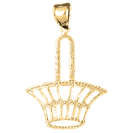 Yellow Gold-plated Silver Basket Pendant
