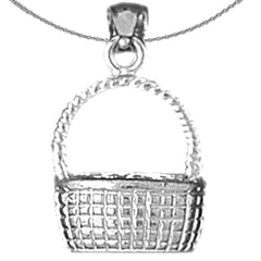 Sterling Silver 3D Basket Pendant (Rhodium or Yellow Gold-plated)