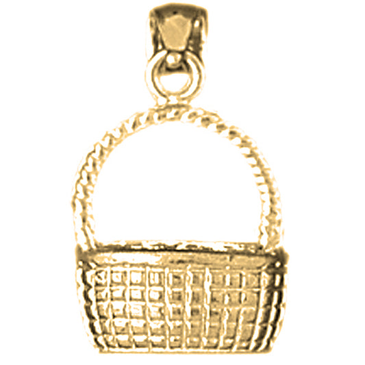 Yellow Gold-plated Silver 3D Basket Pendant