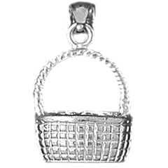 Sterling Silver 3D Basket Pendant