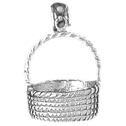 Sterling Silver 3D Basket Pendant