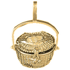 Yellow Gold-plated Silver 3D Basket Pendant