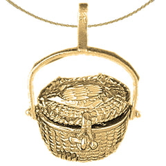 Sterling Silver 3D Basket Pendant (Rhodium or Yellow Gold-plated)