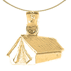 Sterling Silver Tent/Cabin Pendant (Rhodium or Yellow Gold-plated)