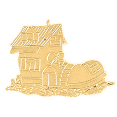 Yellow Gold-plated Silver Shoe House Pendant