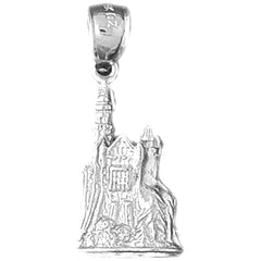 Sterling Silver 3D Castle Pendant