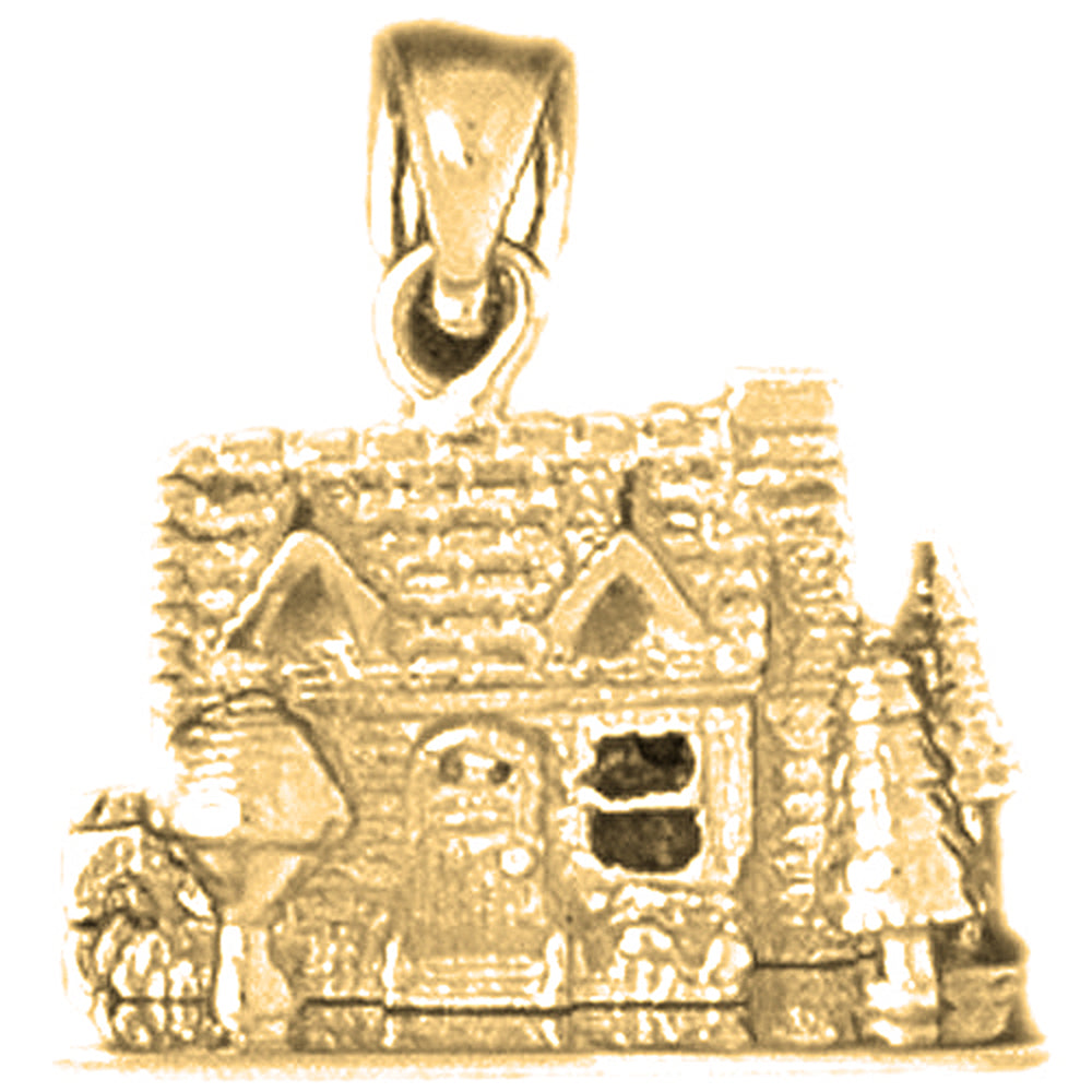 Yellow Gold-plated Silver House Pendant