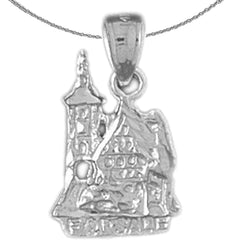 Sterling Silver Sold House Pendant (Rhodium or Yellow Gold-plated)