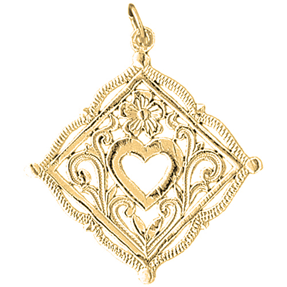 Yellow Gold-plated Silver Heart Pendant