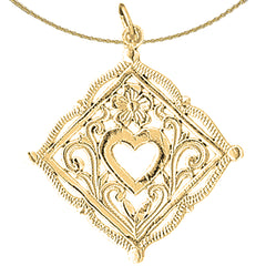 Sterling Silver Heart Pendant (Rhodium or Yellow Gold-plated)