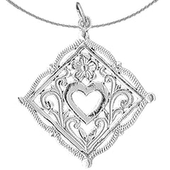 Sterling Silver Heart Pendant (Rhodium or Yellow Gold-plated)
