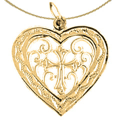 Sterling Silver Heart Pendant (Rhodium or Yellow Gold-plated)