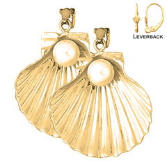 14K or 18K Gold Shell With Pearl Earrings