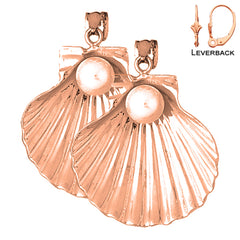 14K or 18K Gold Shell With Pearl Earrings