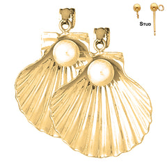 14K or 18K Gold Shell With Pearl Earrings