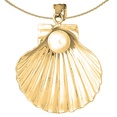 Sterling Silver Shell With Pearl Pendant (Rhodium or Yellow Gold-plated)