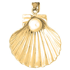 Yellow Gold-plated Silver Shell With Pearl Pendant