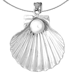 Sterling Silver Shell With Pearl Pendant (Rhodium or Yellow Gold-plated)