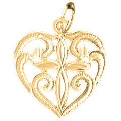 Yellow Gold-plated Silver Heart With Cross Pendant