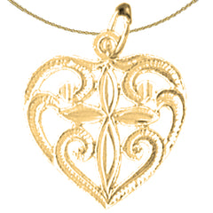 Herzanhänger aus Sterlingsilber mit Kreuz (rhodiniert oder gelbvergoldet)