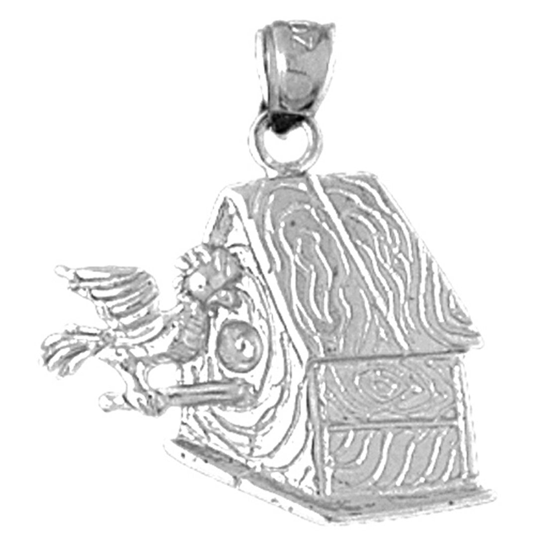 Sterling Silver Bird House Pendant