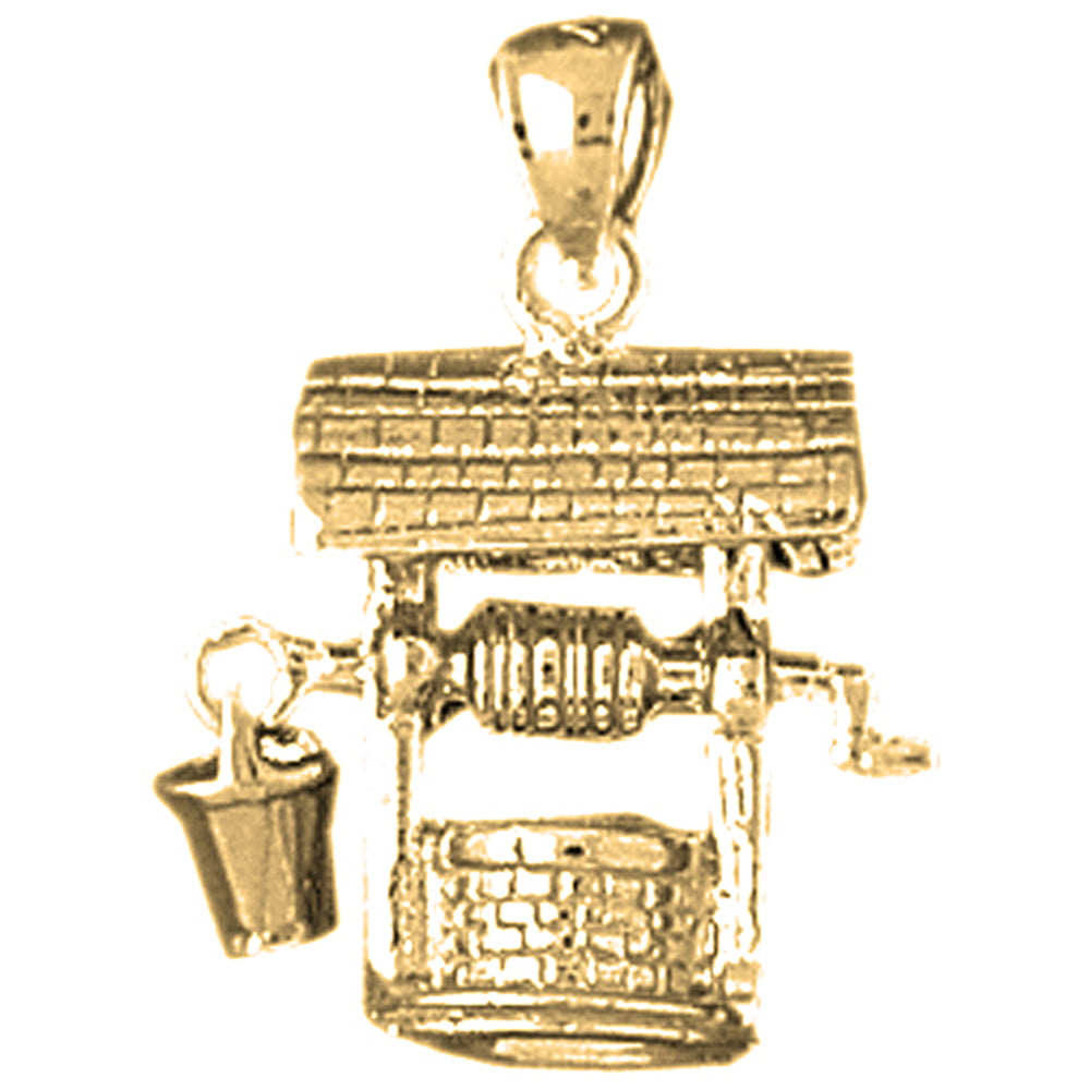 Yellow Gold-plated Silver Water Well Pendant