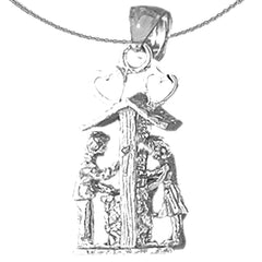 Wasserbrunnen-Anhänger aus Sterlingsilber (rhodiniert oder gelbvergoldet)