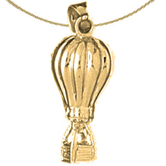 Sterling Silver Hot Air Balloon Pendant (Rhodium or Yellow Gold-plated)