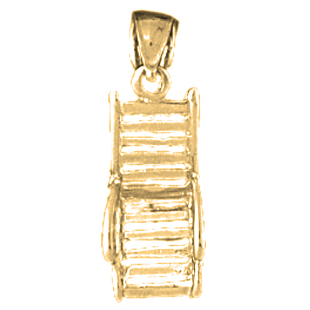 Yellow Gold-plated Silver Beach Chair/Chaise Pendant