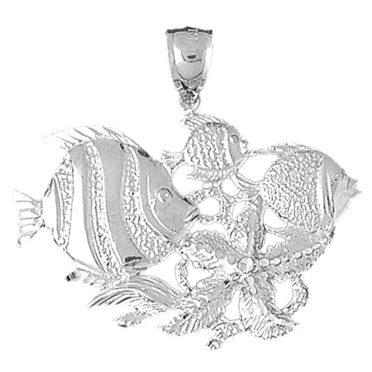 Sterling Silver Tropical Fish And Coral Pendant