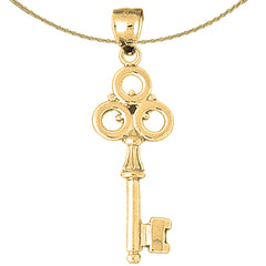 Sterling Silver Key Pendant (Rhodium or Yellow Gold-plated)