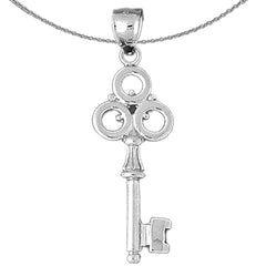 Sterling Silver Key Pendant (Rhodium or Yellow Gold-plated)