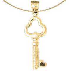 Sterling Silver Key Pendant (Rhodium or Yellow Gold-plated)