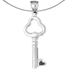 Sterling Silver Key Pendant (Rhodium or Yellow Gold-plated)