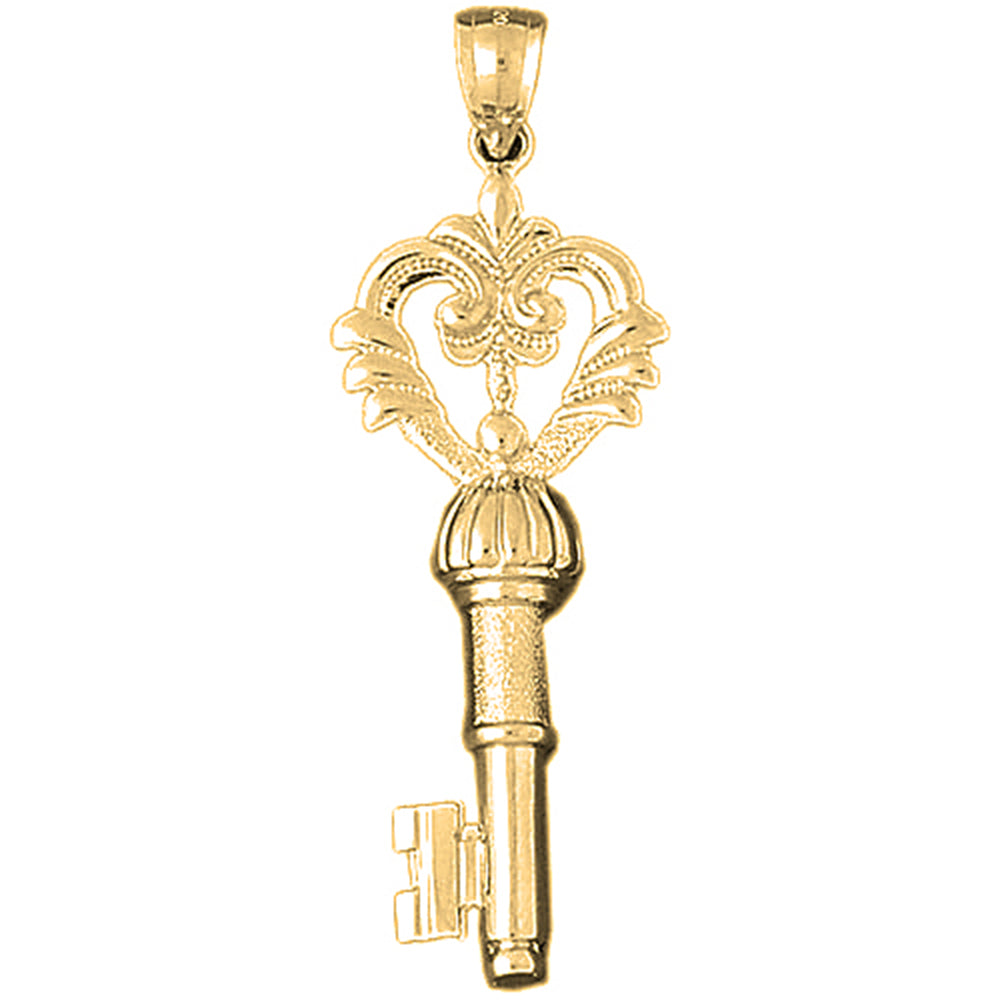 Yellow Gold-plated Silver Key Pendant
