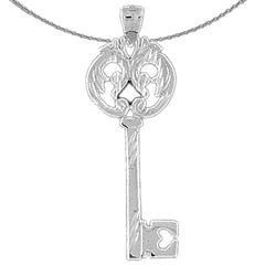 Sterling Silver Key Pendant (Rhodium or Yellow Gold-plated)