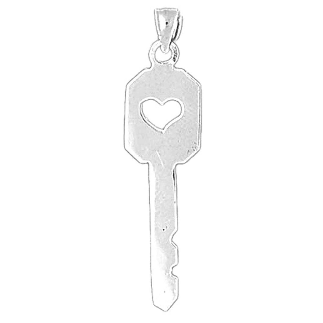 Sterling Silver Heart Key Pendant