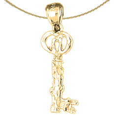 Sterling Silver Key Pendant (Rhodium or Yellow Gold-plated)